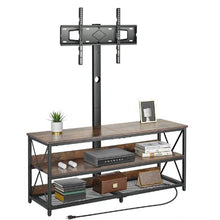 48 In TV Stand with Mount for Up to 75 In TVs Adjustable Height TV Console 3-Tier Storage with Power Outlet (Brown)