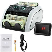Money Counting Machine with Counterfeit Detection (UV, MG, IR, DD), USD & EUR Bills Large LCD & External Display