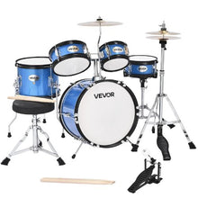 Kids 5-Piece 14″ Junior Drum Set – Beginner Kit with Throne & Cymbal (Blue)