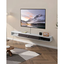 70 In Floating TV Stand, Wall Mount Entertainment Center with Cable Hole Modern TV Shelf with Storage Cabinet - (White)