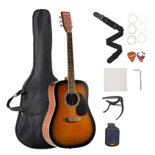 41 Inch Dreadnought Acoustic Guitar Bundle with Gig Bag Tuner Capo & Accessories (Sunburst)