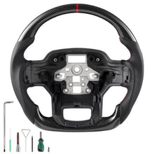Ford F-150 Steering Wheel 2021–2024 Carbon Fiber Flat-Bottom Design Non-Slip Leather Grip Black