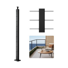 36" Deck Railing Cable Post, 2" x 2" Black Stainless Steel with Brackets