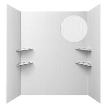 60 x 36 x 75 Inch Shower Surround Kit Waterproof SMC Wall Panels with 4 Glass Shelves