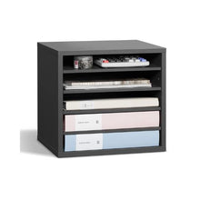 5-Compartment Literature Organizer with Adjustable Shelves Wooden MDF (Grey)