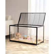 37.8"x18.5"x21.7" Transparent 360° Hamster Cage – Ventilated Small Animal Habitat with Front Door