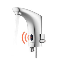 9/16" Touchless Motion Sensor Bathroom Faucet Battery-Operated Hot/Cold Single-Handle Mixer Chrome Plated