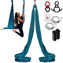 Aerial Yoga Hammock Swing 5.5 Yards 100 GSM Nylon Fabric Kit with Rigging Hardware (Green)
