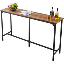 53" Kitchen Bar Table – Tall Dining Table with Rounded Edges – High Top for Balcony & Living Room (Light Brown & Black)
