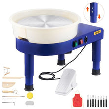 Pottery Wheel 14" Ceramic Forming Machine 60–300 RPM Foot Pedal (Blue)