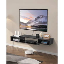 59 Inch Floating TV Console Wall Mount Entertainment Center with Storage & Power Outlet (Black)