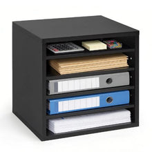 5 Compartment Desk Literature Organizer File & Mail Sorter – (Black)
