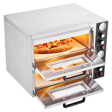 18" Double-Deck Electric Pizza Oven 842°F Dual Temp Control & Timer