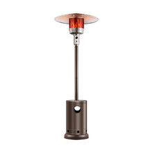 50,000 BTU Propane Patio Heater Hammered Metal Round Table & Wheels Bronze
