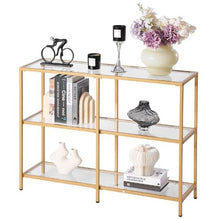 39 In Glass Console Table – Modern Gold Sofa Table with Iron Legs