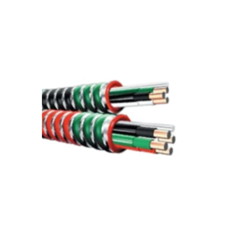 10-2C Solid Copper AC HCF-90 Steel THHN Insulation Green Striped Interlocked Armored Cable