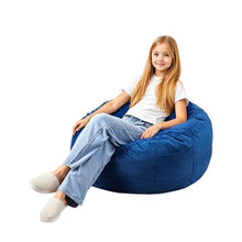 3ft Round Memory Foam Bean Bag Chair with Removable Washable Dutch Velvet Cover (Blue)