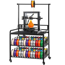 3-Tier 3D Printer Filament Storage Rack with Wheels Filament Holder & Organizer (Black)