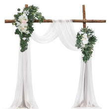 21' Ft White Wedding Arch Draping Fabric Reception Backdrop Wedding Decoration Artificial Wedding Arch Flowers Kit XH-HQ03 (Pack of 4)