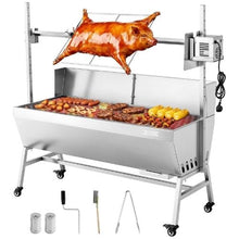 Charcoal Rotisserie Grill 38W Pig & Lamb Spit Roaster 132 LB Capacity Wheels Stainless Steel