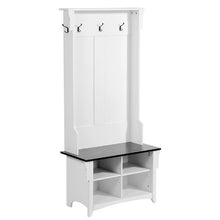 32" Hall Tree Entryway Bench with Coat Rack Shoe Storage 4 Drawers Adjustable Shelves & 5 Hooks for Mudroom Entryway & Hallway