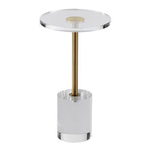 Clear Acrylic End Table 11.9-Inch Round Top 21.4-Inch High Solid Base for Living Room & Bedroom