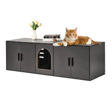 57.9-Inch Cat Litter Box Enclosure Hidden Double-Room Cabinet for 2 Cats Fits Most Litter Boxes (Black)