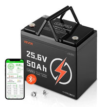24V 50Ah LiFePO4 Battery Bluetooth 30A BMS 1280Wh Deep Cycle Low Temp Protection for RV Marine