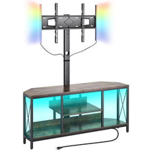 45In TV Stand with Mount for up to 75" TVs Entertainment Center with Power Outlet & LED Lights Adjustable Console 3-Tier Storage for Bedroom & Living Room