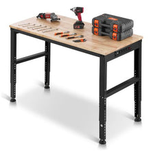 48 x 20-Inch Adjustable Workbench 2000 LBS Capacity Height Adjustable Oak Wood Top Power Outlets