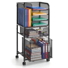 6-Tier Rolling File Cart with Drawers Under-Desk File Organizer 45 lbs Capacity (Black)