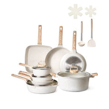 19 Piece Pots and Pans Set Nonstick and Granite Cookware Set for Kitchen (White)