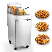 Commercial Propane Deep Fryer 90,000 BTU 40 LBS 2 Baskets 3-Tube Burner Stainless Steel Fryer Cart