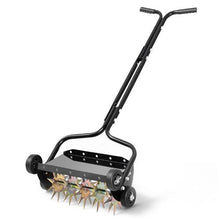 18-Inch Manual Lawn Aerator 4-Wheel Spike Aerator 40 LBS Capacity Rolling Yard Tool