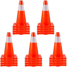 18" Traffic Cones 20 Pack with Reflective Collars & PVC Base for Parking and Hazard Zones