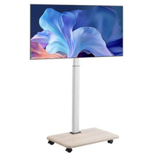 Rolling TV Stand on Wheels Mobile Cart for 32-70 Inch Screens 25° Rotation Height Adjustable Supports Up to 99 lbs Max VESA 600x400mm Single Bracket One-Layer Tray