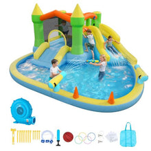 12.5' x 13.1' Inflatable Bounce House with Water Slide Splash Pool & Basketball Hoop – Kids 3-8