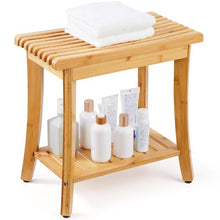 Waterproof Bamboo Bath Bench with Storage Shelf 330 LB Capacity for Bathroom & Outdoor