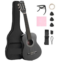 30 Inch Classical Guitar Starter Kit Black Basswood Guitar with Gig Bag & Accessories