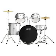 Adult 5-Piece 22″ Full-Size Drum Set – Complete Beginner Kit with Throne, Cymbals & Pedal (Silver)