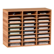 27-Compartment MDF Literature Organizer Mail Center with Adjustable Shelves – (White)