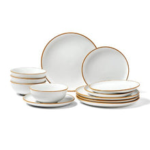 White Dinnerware Set Ceramic Plates and Bowls Sets HLSS-01 (Pack of 12)