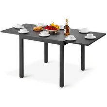 32–63 Inch Rectangular Patio Dining Table for 4-6 – Aluminum Frame with Metal Steel Slat All-Weather Furniture for Lawn Garden and Porch (Dark Gray)