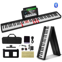 88-Key Folding Keyboard Piano with Bluetooth MIDI Touch Sensitive Keys Sustain Pedal & Headphones