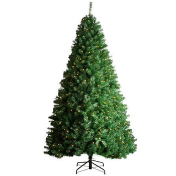 Prelit Flocked Artificial Christmas Tree Xmas with 550 Warm White LED Lights Decoration (7.5FT)
