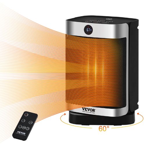 1500W Ceramic Space Heater with Thermostat & Remote, 2-Level Quiet Fan for Office or Room