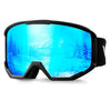 Ski Goggles with Ice Blue Revo Cylindrical Lens OTG Anti-Fog for Men Women & Youth