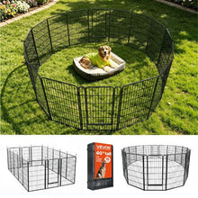 Dog Playpen 40" 16-Panel Foldable Metal Pet Fence with Door Indoor/Outdoor Exercise Pen