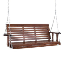 5.5 FT Wooden Porch Swing Heavy Duty Outdoor Bench with Chains 880 lbs Capacity Brown
