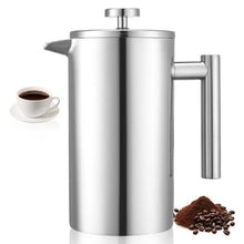 34 oz Stainless Steel Double Wall French Press Coffee Maker (Silver)